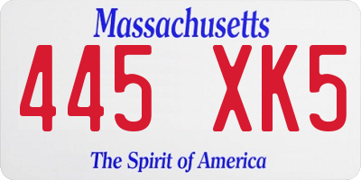 MA license plate 445XK5