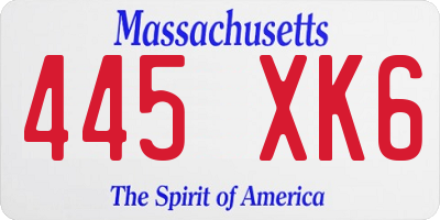 MA license plate 445XK6