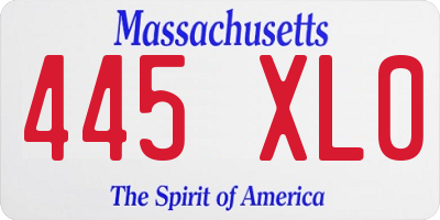 MA license plate 445XL0