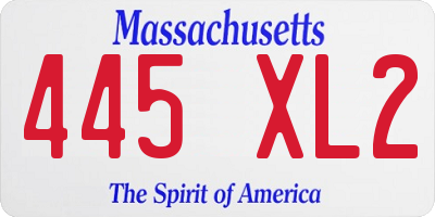 MA license plate 445XL2