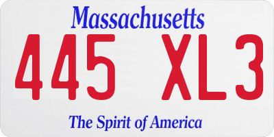MA license plate 445XL3