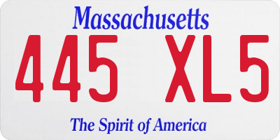MA license plate 445XL5