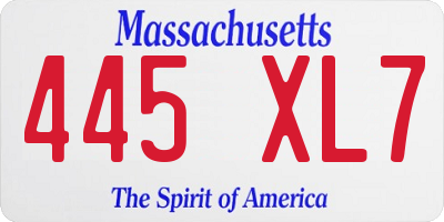 MA license plate 445XL7