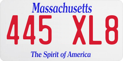 MA license plate 445XL8