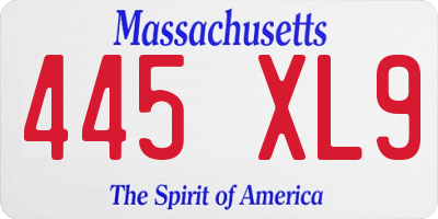 MA license plate 445XL9