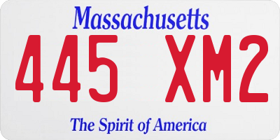 MA license plate 445XM2