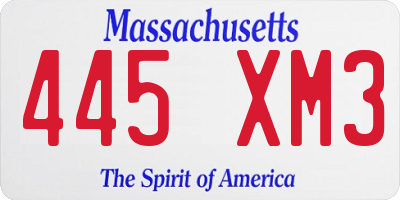MA license plate 445XM3