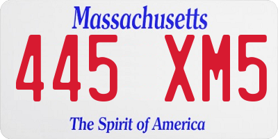 MA license plate 445XM5