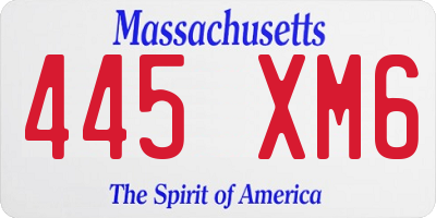 MA license plate 445XM6