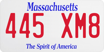 MA license plate 445XM8