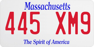 MA license plate 445XM9