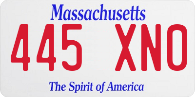 MA license plate 445XN0