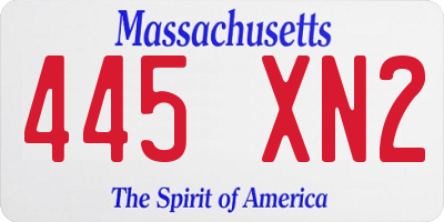 MA license plate 445XN2