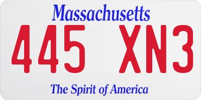 MA license plate 445XN3