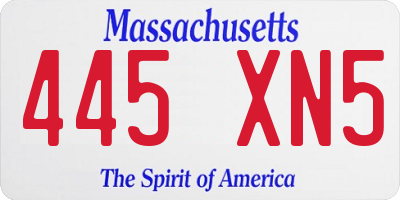MA license plate 445XN5