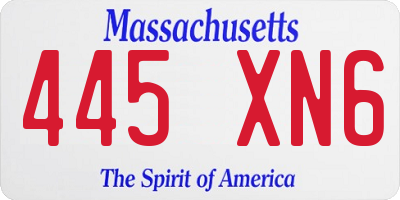 MA license plate 445XN6