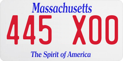 MA license plate 445XO0