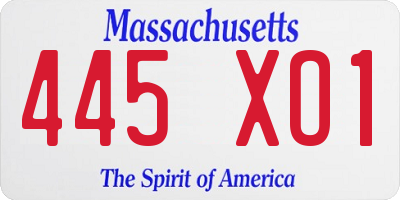 MA license plate 445XO1