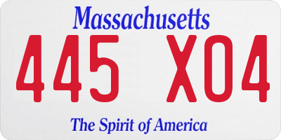 MA license plate 445XO4