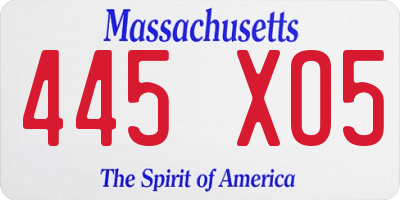 MA license plate 445XO5