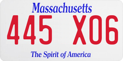 MA license plate 445XO6