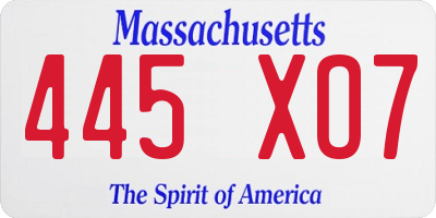 MA license plate 445XO7