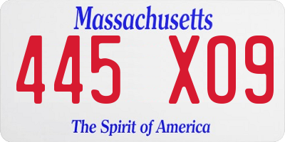MA license plate 445XO9