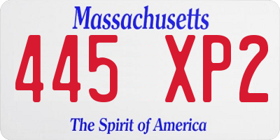 MA license plate 445XP2