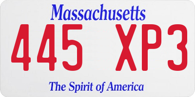 MA license plate 445XP3