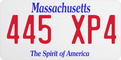 MA license plate 445XP4