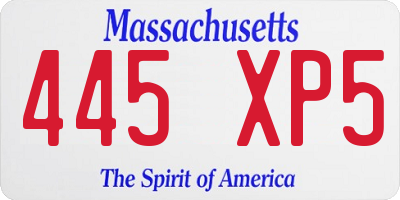 MA license plate 445XP5