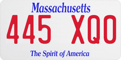 MA license plate 445XQ0