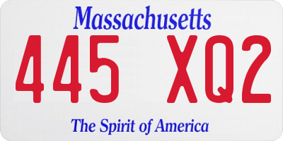MA license plate 445XQ2