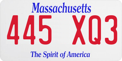 MA license plate 445XQ3