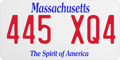 MA license plate 445XQ4