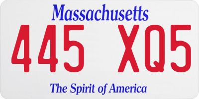 MA license plate 445XQ5