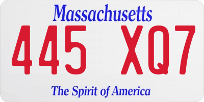 MA license plate 445XQ7