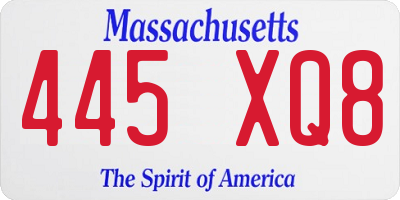 MA license plate 445XQ8