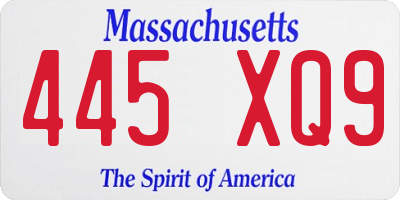 MA license plate 445XQ9