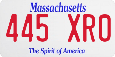 MA license plate 445XR0