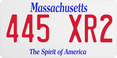 MA license plate 445XR2