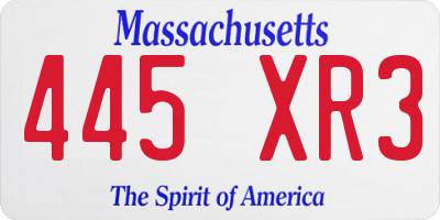 MA license plate 445XR3