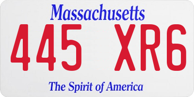 MA license plate 445XR6