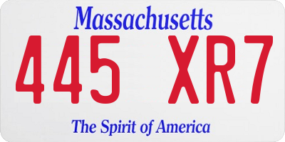 MA license plate 445XR7