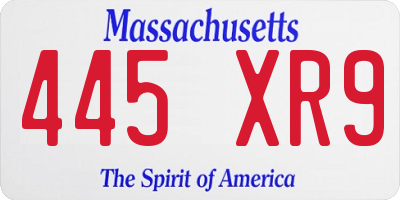 MA license plate 445XR9