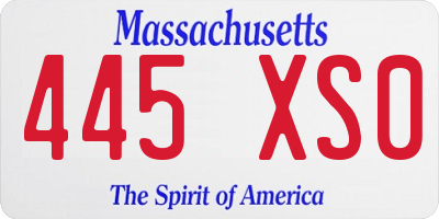 MA license plate 445XS0