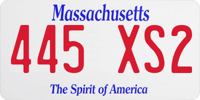 MA license plate 445XS2