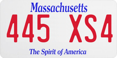MA license plate 445XS4