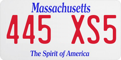 MA license plate 445XS5