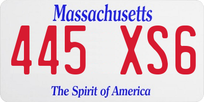 MA license plate 445XS6